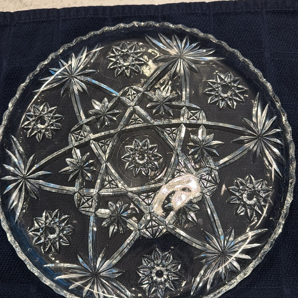 Elegant Vintage Anchor Hocking Star of David serving platter 11”